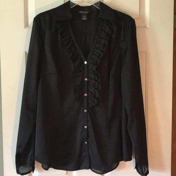 White House Black Market Tops - White House Black Market Ruffle Front Blouse Sz 14